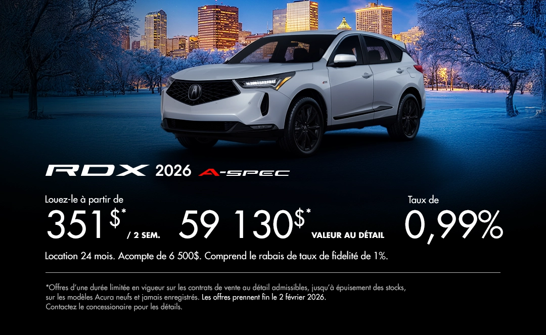 Bannière de Promotion Acura RDX 2026